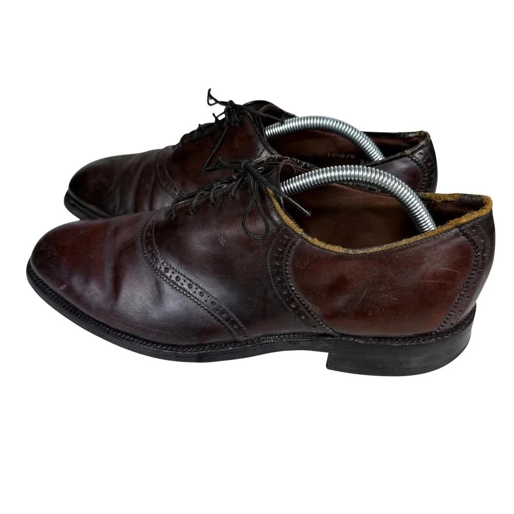 Allen Edmonds Sanford Oxford Shoes Mens 10.5 D Burgundy Leather Wingtip Brogue